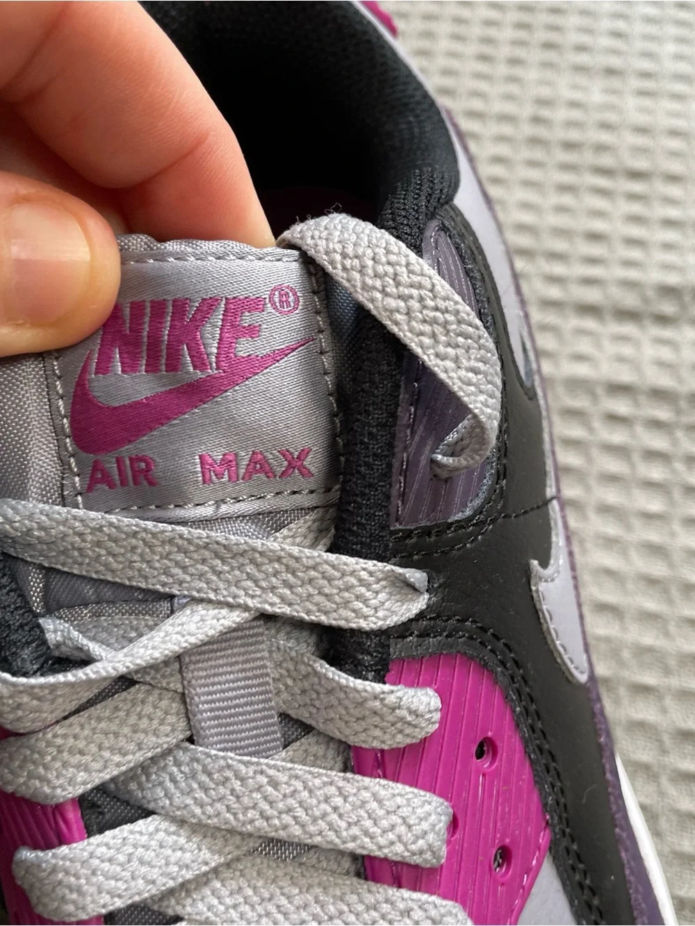 Kids Nike Air Max 90 Sneakers Shoes Gray Purple Black 6.5 Youth 6.5Y